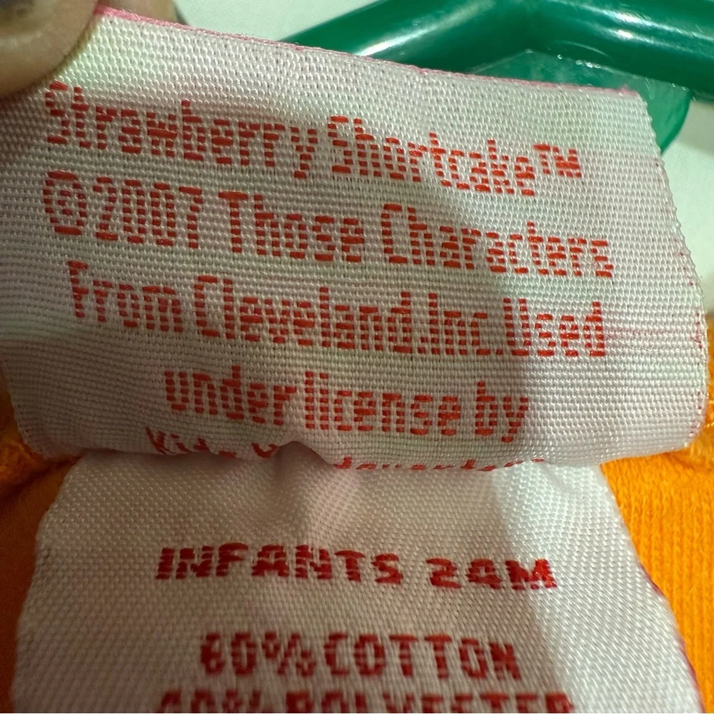 2007 Strawberry Shortcake Vibrant Orange/Pink Baby Romper Embroidered Size 24 Mo